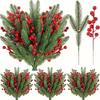 Artificial Pine Needle Plant Fake Pine Branch Christmas Wedding Decoration Red Fruit Christmas Decoration Single Berry Decoration Christmas