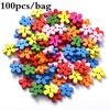 100pcs 14x15mm 2-hole Mixed Flower Wooden Decorative Buttons Suitable for Sewing Clip Arts and Craft
