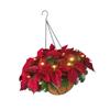 Pre-lit Christmas Hanging Basket with Mixed Decorations Realistic Artificial Frosted Pine Cones Garland Outdoor Yard Decor