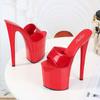 Women's Summer Sandals Lacquer Leather Sexy Platform Pumps High Heels Waterproof Super High Slippers 17cm Heel 7cm Platfrom LFD