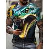 Fashion Snake 3D Printed T Shirt For Men Funny Animal Pattern Oversized T-shirt Summer Hip Hop Trend Clothing Casual O-neck Tops