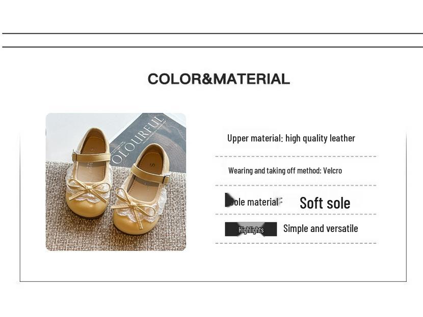 Весна 2026 Девочки Бант Принцесса Мягкая Подошва Кожаные Лоферы