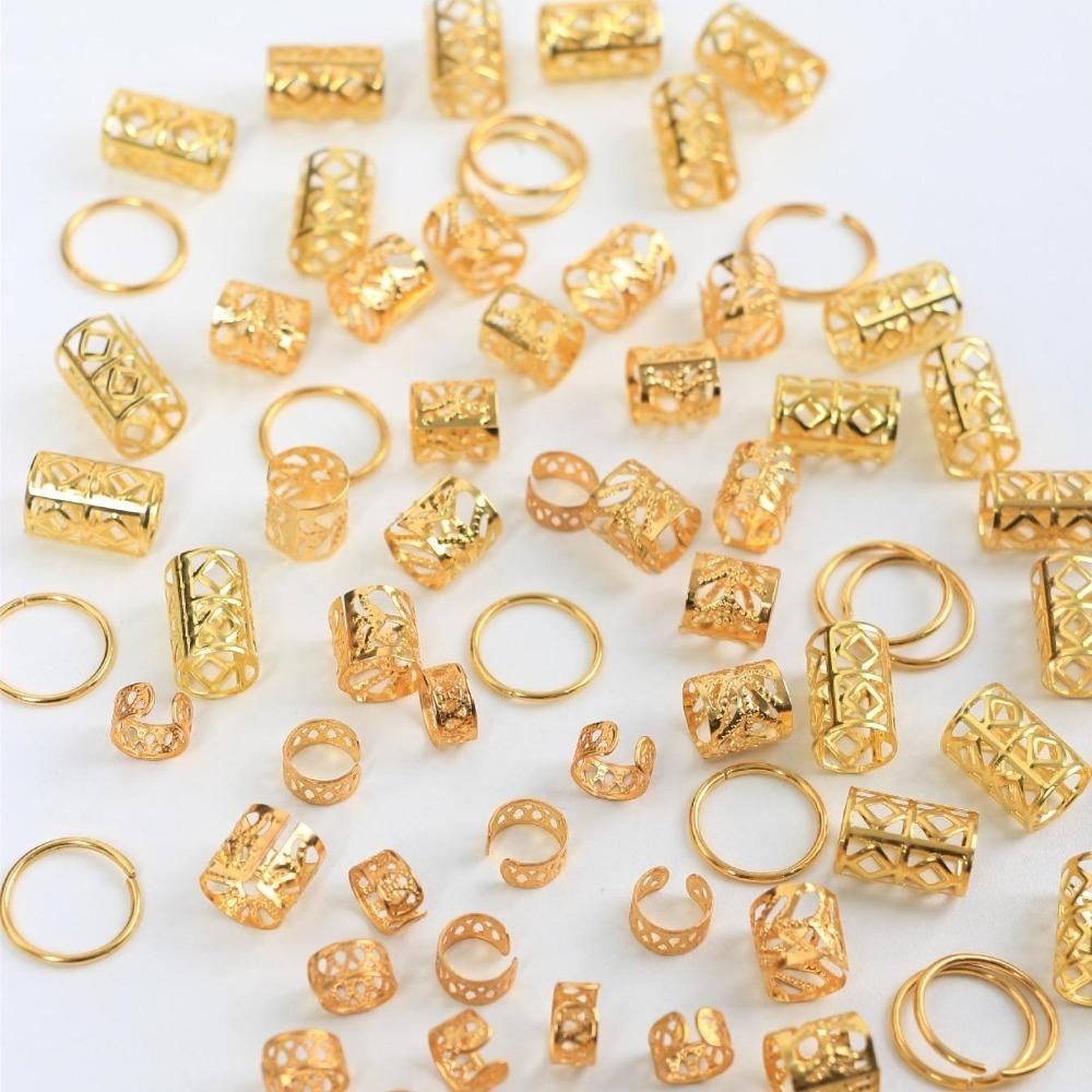 80pcs Metal Cuff Clips Dreadlocks Beads Dread Locks Hair Braid Tubes Hollow Out Hair Ring  Men