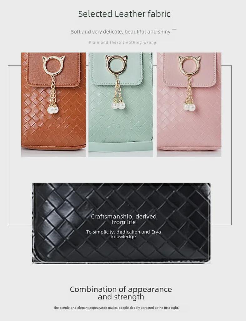 Женская сумка для мобильного телефона через плечо - модный кошелек для монет и мини-плетеная сумка 2022 года