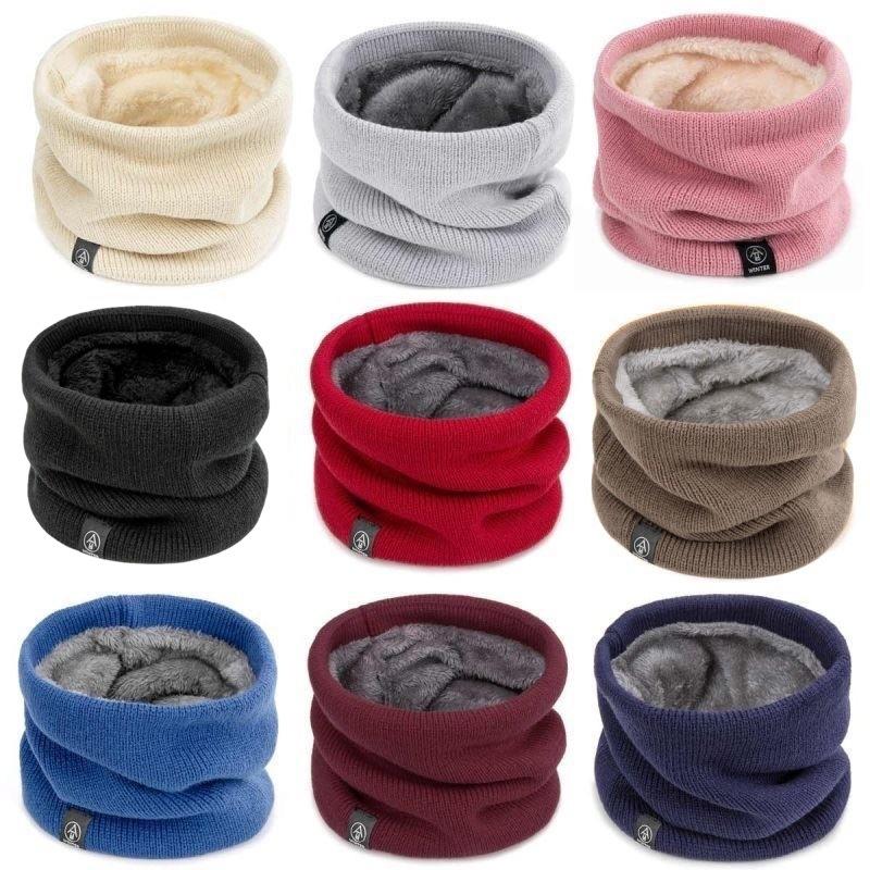 1PC Warm Knitted Scarf Thickened Plush Windproof Winter Neck Gaiter Cold Weather Outdoor Sport Ski Running Men Women Tube Scarf