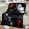 Horror Female Skull Dead Girl Gothic Blanket,Soft Throw Blanket for Home Bedroom Bed Sofa Picnic Travel Office Cover Blanket Kid