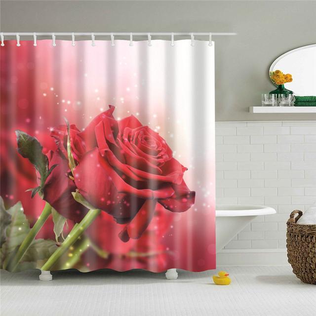 Chinese Style Flower Branch Landscape Shower Curtain 3D Printing Sunflower Bathroom Accessories Sets Waterproof Polyester Screen