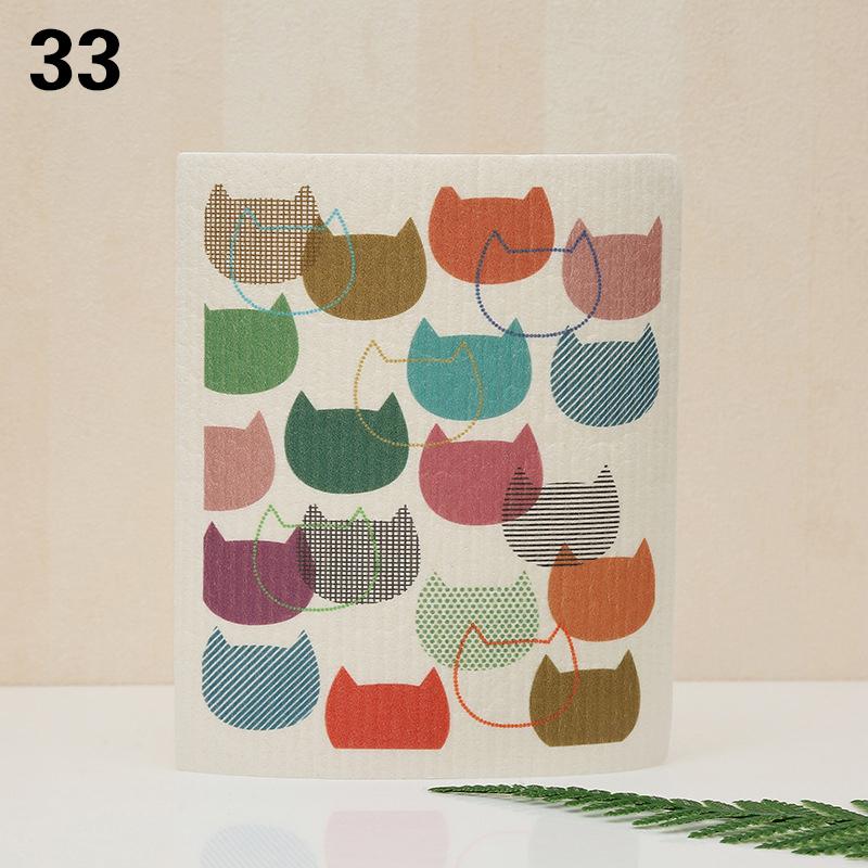 1 шт. многоразовая губка для мытья посуды кухонная напечатанная впитывающая тряпка для мытья посуды целлюлозные салфетки для уборки