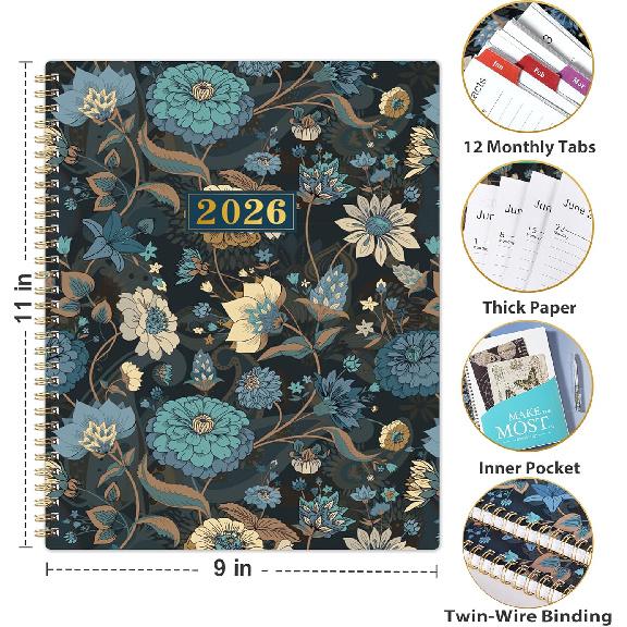2026 Planner - 2026 Calendar Planner, Jan. 2026 - Dec. 2026, 2026 Planner Weekly and Monthly with 12 Colorful Monthly Tabs, 8.5" x 11" Inner Pocket,