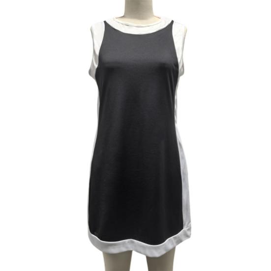 Комплект из двух вещей для женщин Летние наряды в стиле бохо с цветными блоками Без рукавов Круглый вырез Разрез сбоку Мини-платье Повседневные комплекты с шортами для отдыха