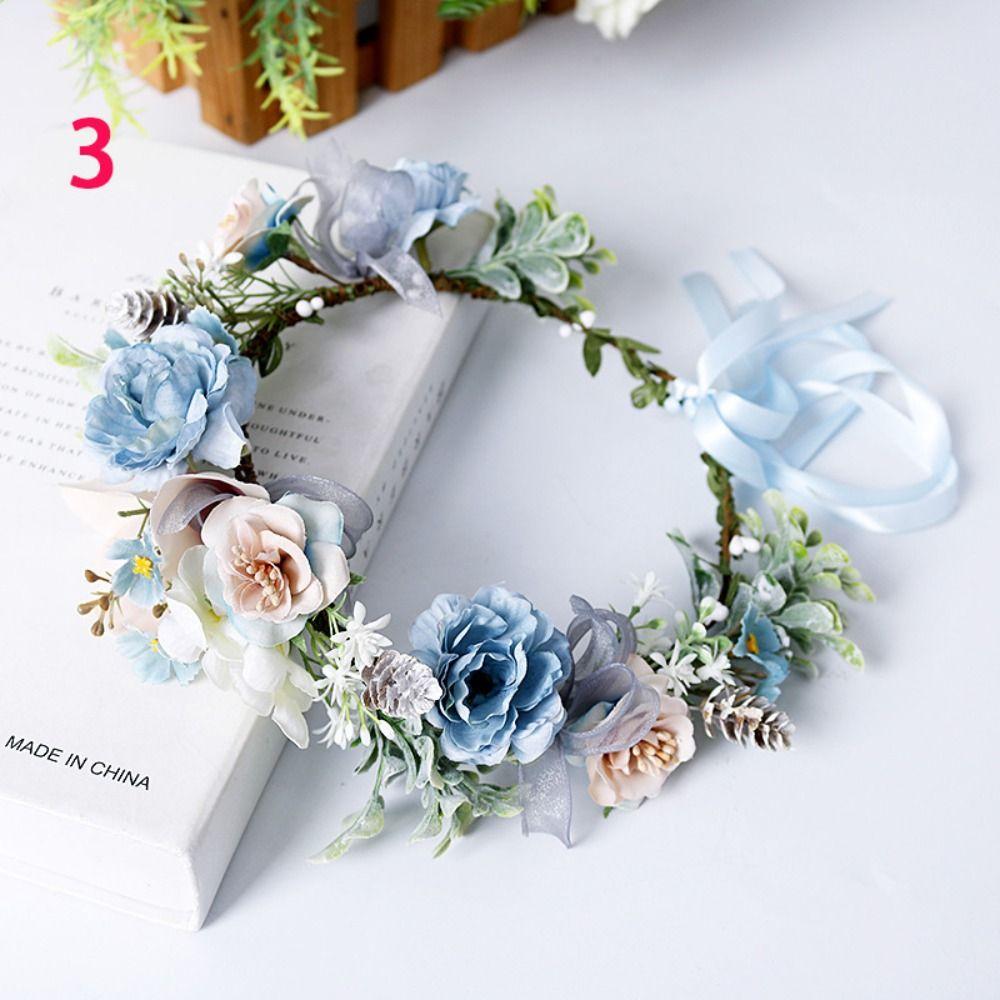 Hair Jewelry Bride Hair Band Headwear for Wedding Flower Wreaths Flower Tiara Garland Crown