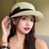 French Woven Straw Cap Elegant Equestrian Hat Ins Bow Straw Cap  Ladies/Girls