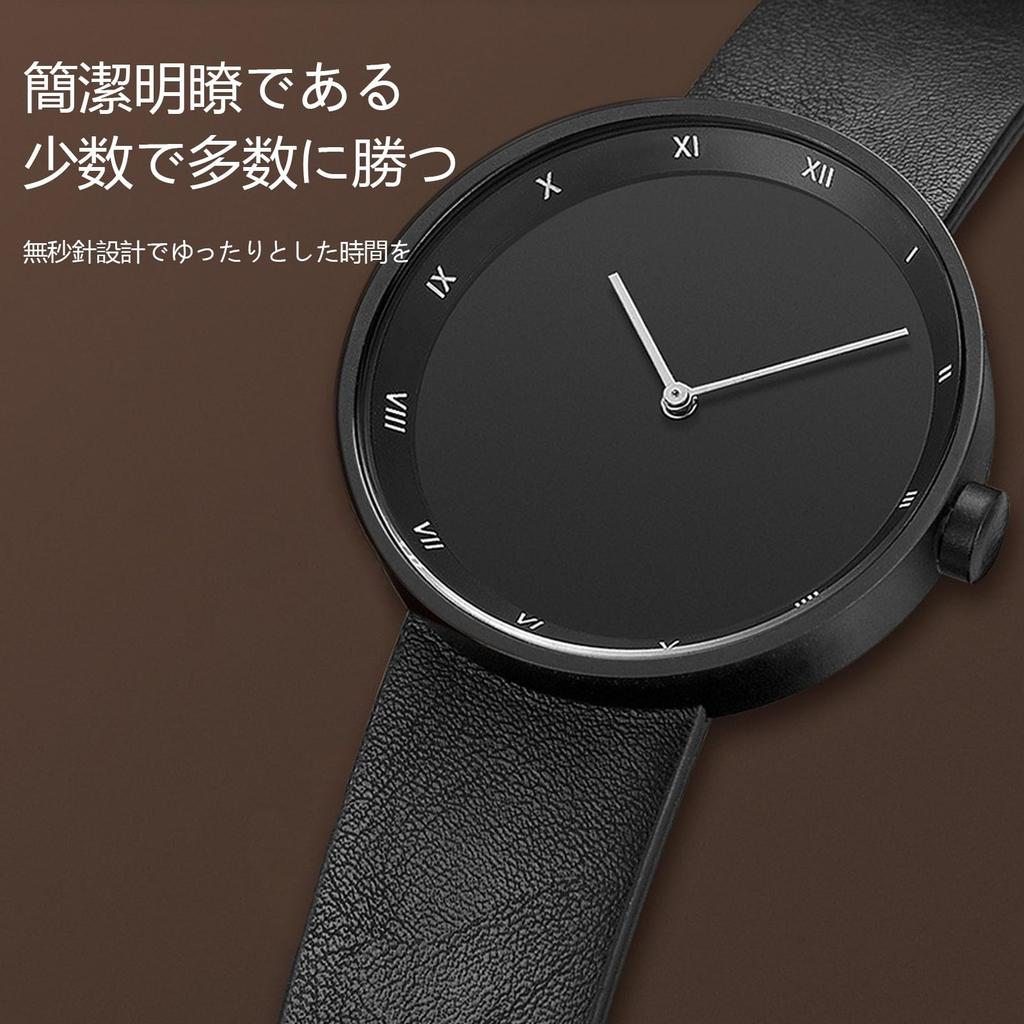 SZSL Stylish and Casual Quartz Watch Lightweight and Simple Design Stable Waterproof Performance Cowhide Leather Strap Unisex (Black)