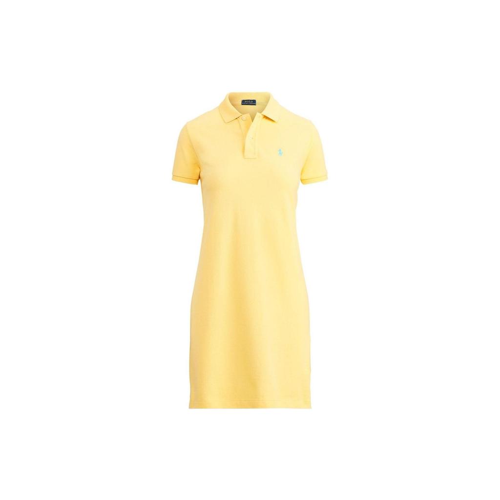 Ralph Lauren Однотонное платье-поло с вышивкой, короткий рукав, женское, желтое 211799490-010
