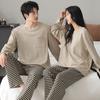 2025 New Couple's Pure Cotton Striped Pajama Set - Long Sleeve for Spring and Autumn