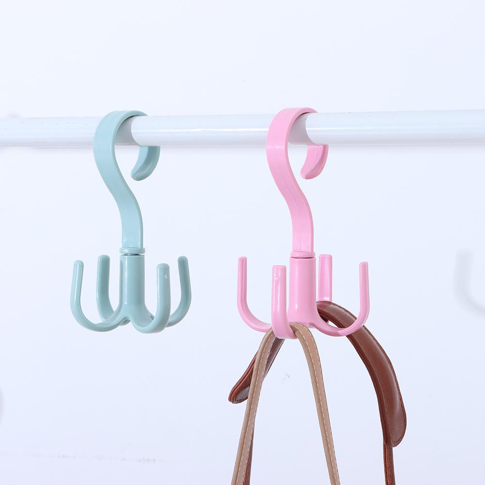 Storage Hook Cloth Rack Tie Holder Rotating Four-claw Hook Plastic Hanger Multifunction 4 Hook