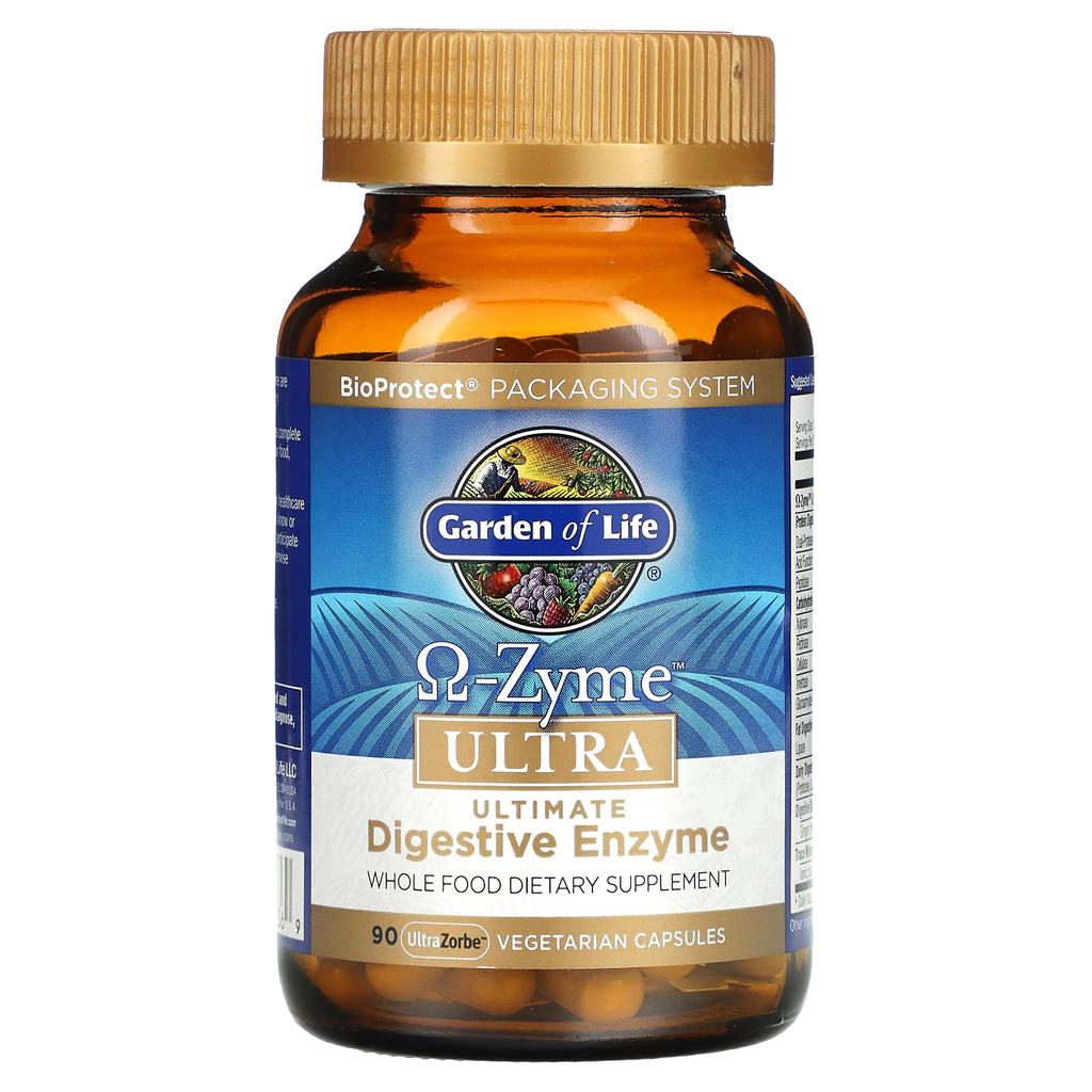 Garden of Life Omegazyme Ultra, Ultimate Digestive Enzyme Blend, 90 UltraZorbe Veggie Capsules