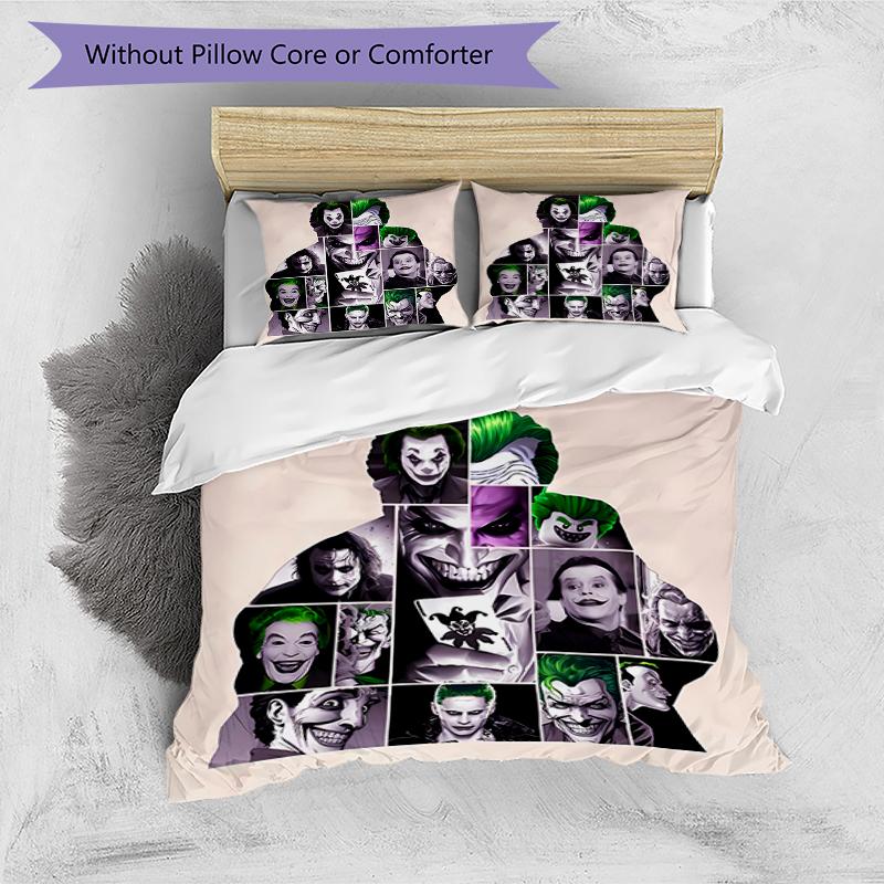 3pcs Joker pattern bedding set duvet cover set includes duvet cover &pillowcases, perfect all season bedroom decoration & gift