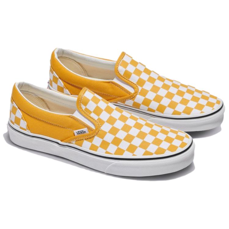 Vans Слипоны Классика Шахматная доска Цветовая теория Удобные Нескользящие Прочные Низкие кеды для скейтбординга Мужские кроссовки Желтый VN000BVZLSV1