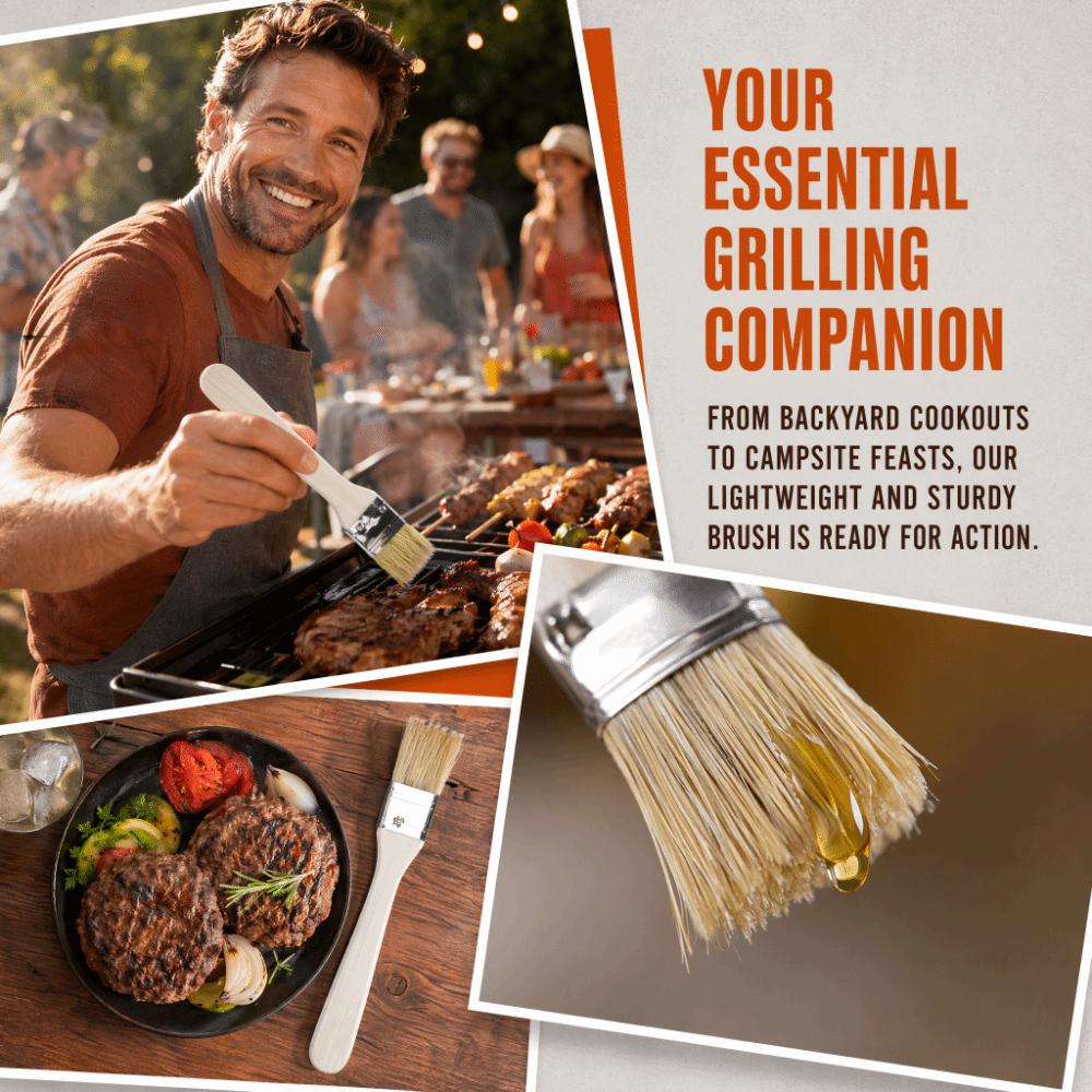2PCS Khaki Barbecue Brush Spread Oil Function Oil Brush Lightweight Spice Brush  Grilling Season
