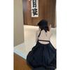 Sexy backless strap neck suspender dress women's summer new temperament slim and thin long skirt