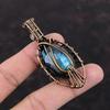 Evil Eye Faceted Labradorite Pendant Copper Wire Wrapped Pendant Handmade Ethnic Jewelry Rainbow Moonstone Gemstone Pendant Gift For Mother