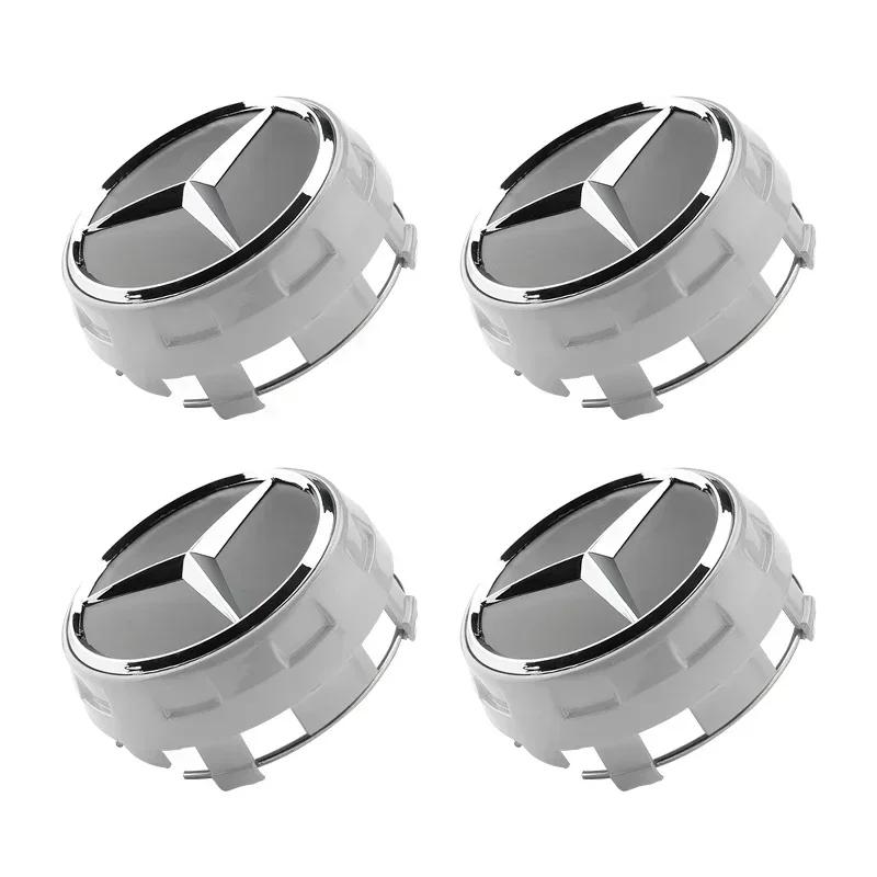 AAVF1 For Mercedes Benz New75mm 4pcs Black Red Raised Car Styling Wheel Center Cap Hub Covers Badge Car Accessories AMG A0004000900