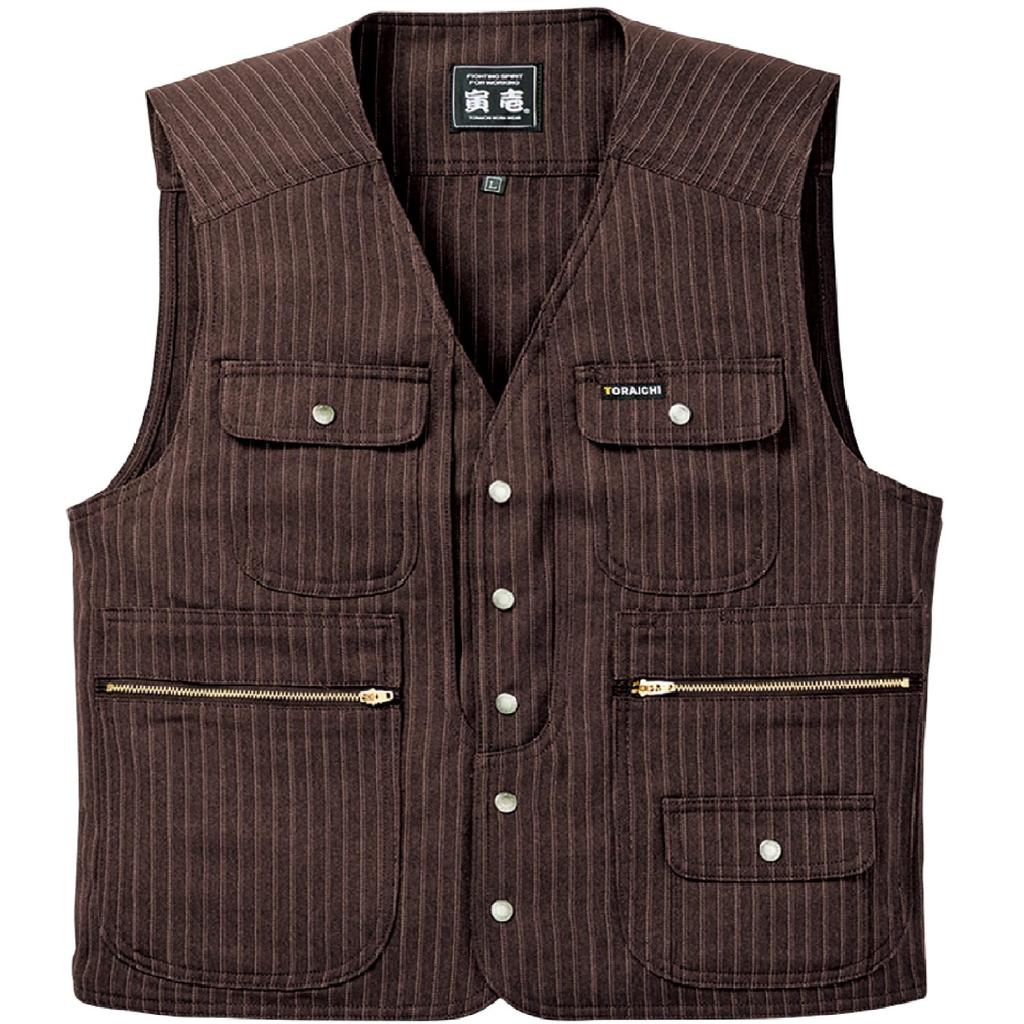 Toraichi Vest Series Pinstripe Pattern Tops Work Clothes Nikkapokka Tobi Clothes M Tobi Brown [Toraichi] (4309-611) /4309 72