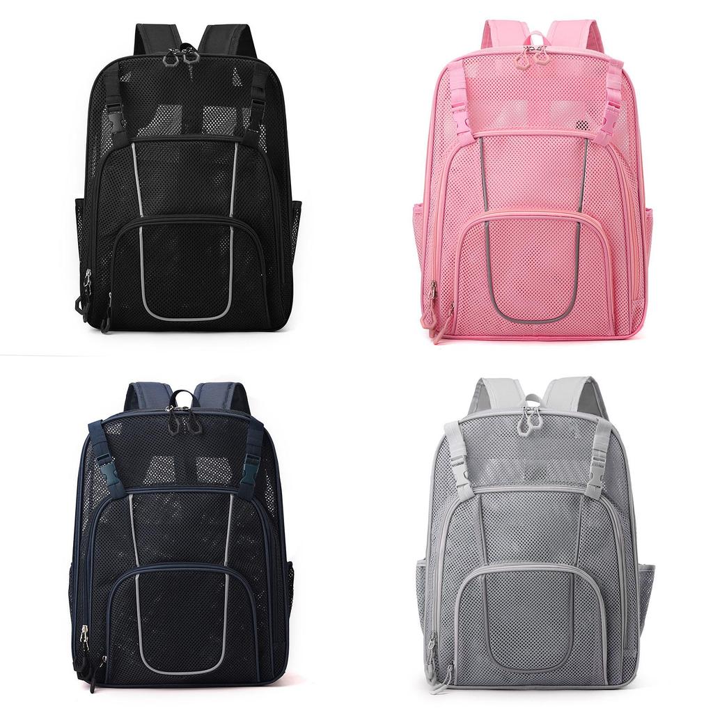 Polyester Mesh Sports Backpack With Reflective Design For Outdoor Activities And Travel