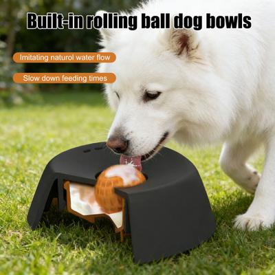 Собачья жидкая миска-лизалка Безопасная миска-медленное кормление Игрушка-лизалка Непроливающаяся миска для жидкого лакомства Кормушка для собак Миска для щенков с перекатывающимся шариком для собак Пищевая добавка