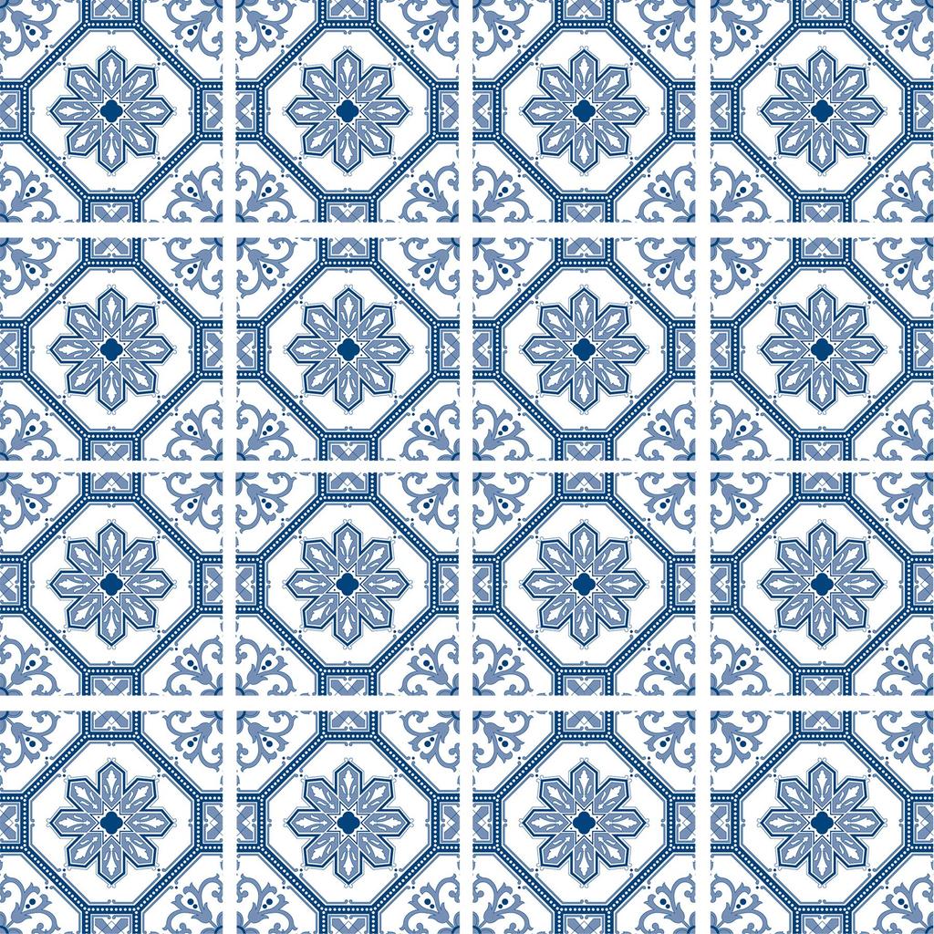 Наклейки на плитку Poromoro Portuguese Spanish Azulejo Peel and Stick, набор из 16 наклеек на мозаичную плитку для кухни и ванной комнаты (11.9,29)