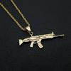 Punk Style Hiphop Scar Rifle Pendant Chain Necklace Men Party Wearriing Golden Color Necklaces