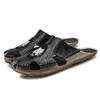 Летние мужские тапочки на плоской подошве, очень широкие сандалии, уличные пляжные повседневные кожаные сандалии с открытым носком, мягкие прогулочные сандалии