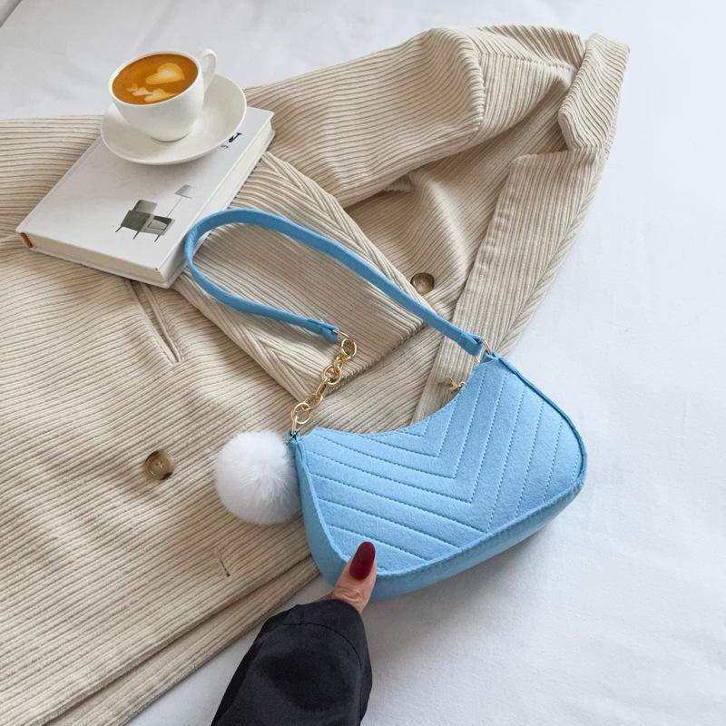 1Pcs Simple Light Weigh Underarm Bags Women'S Mini Felt Shoulder Bag Ergonomic Underarm Saddlebag Purse Shoulder Pouch
