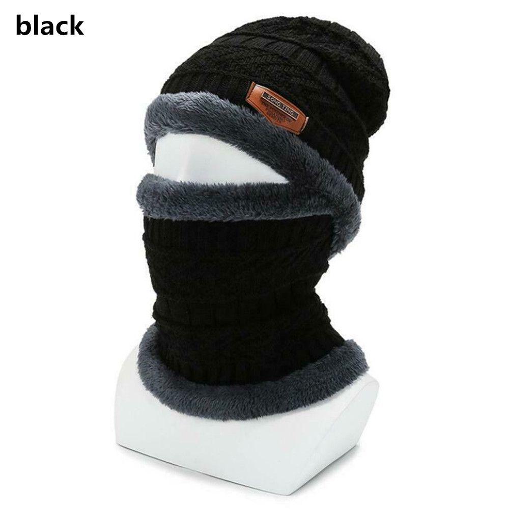 Теплая флисовая мягкая вязаная шапка Балаклава Шарф на шею Шапка Бини Шарф