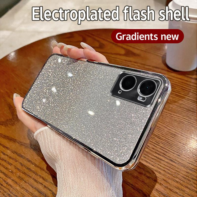 Для OPPO A96 Чехол OPPO A76 Чехол для телефона Блестящий блестящий силиконовый объектив камеры Мягкая задняя крышка