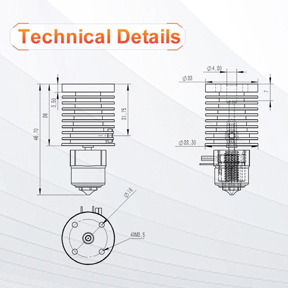 Комплект Trianglelab TD6S Hotend с керамическим нагревательным кольцом + сопло V6, совместимое с 3D-принтером Voro