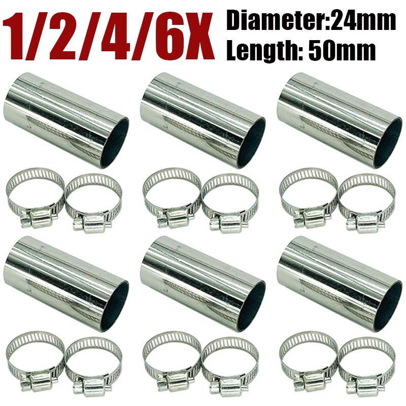 1/2/4/6X 24mm 50mm Length Air Diesel Parking Heater Exhaust Pipe Connector Adapter Vent Hose With Clamps For Webasto Eberspacher
