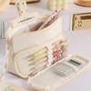 1pcs Pencil Case Triangle Pen Bag Staged Pocket Multi Mesh Storage Trasparent Back Pocket Stationery Organizer Pouch