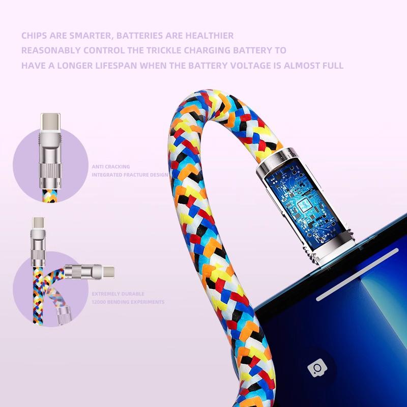 60 Вт 2 в 1 Тип C на USB C кабель для быстрой зарядки передача данных для iPhone 15 iPad Samsung планшеты PD модные ремешки для телефонов