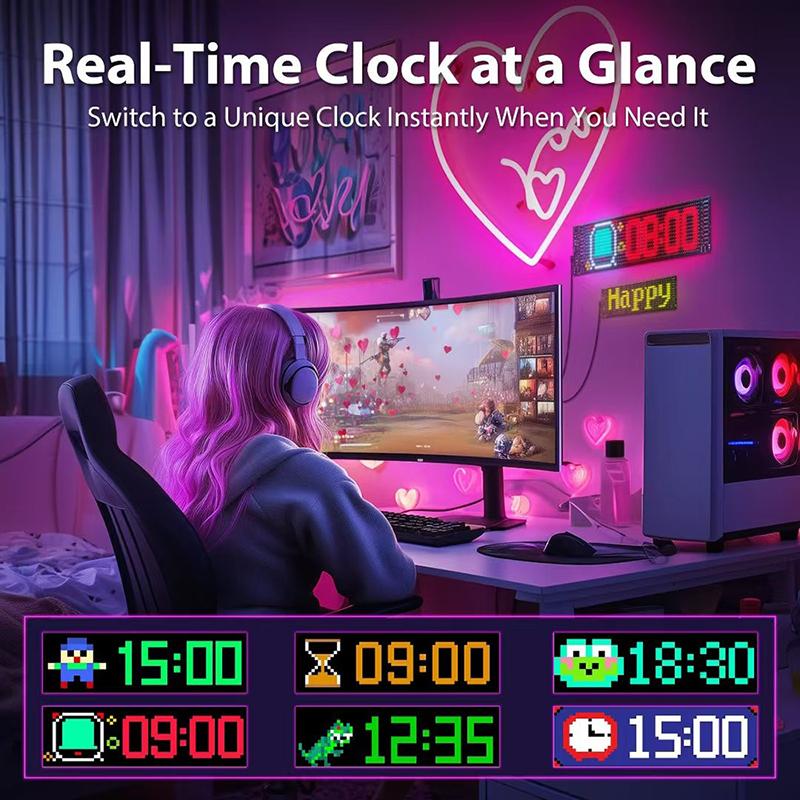 Светодиодный дисплей Светодиодная матрица Пиксельная панель Программируемая бегущая строка Управление через Bluetooth-приложение Гибкий экран для декора автомобиля, грузовика