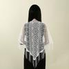 Laven Lace Embroidery Triangle Scarf Hijab Muslim Church Prayer Wedding Mantilla Shawl with Tassels Women White Veil Bandana