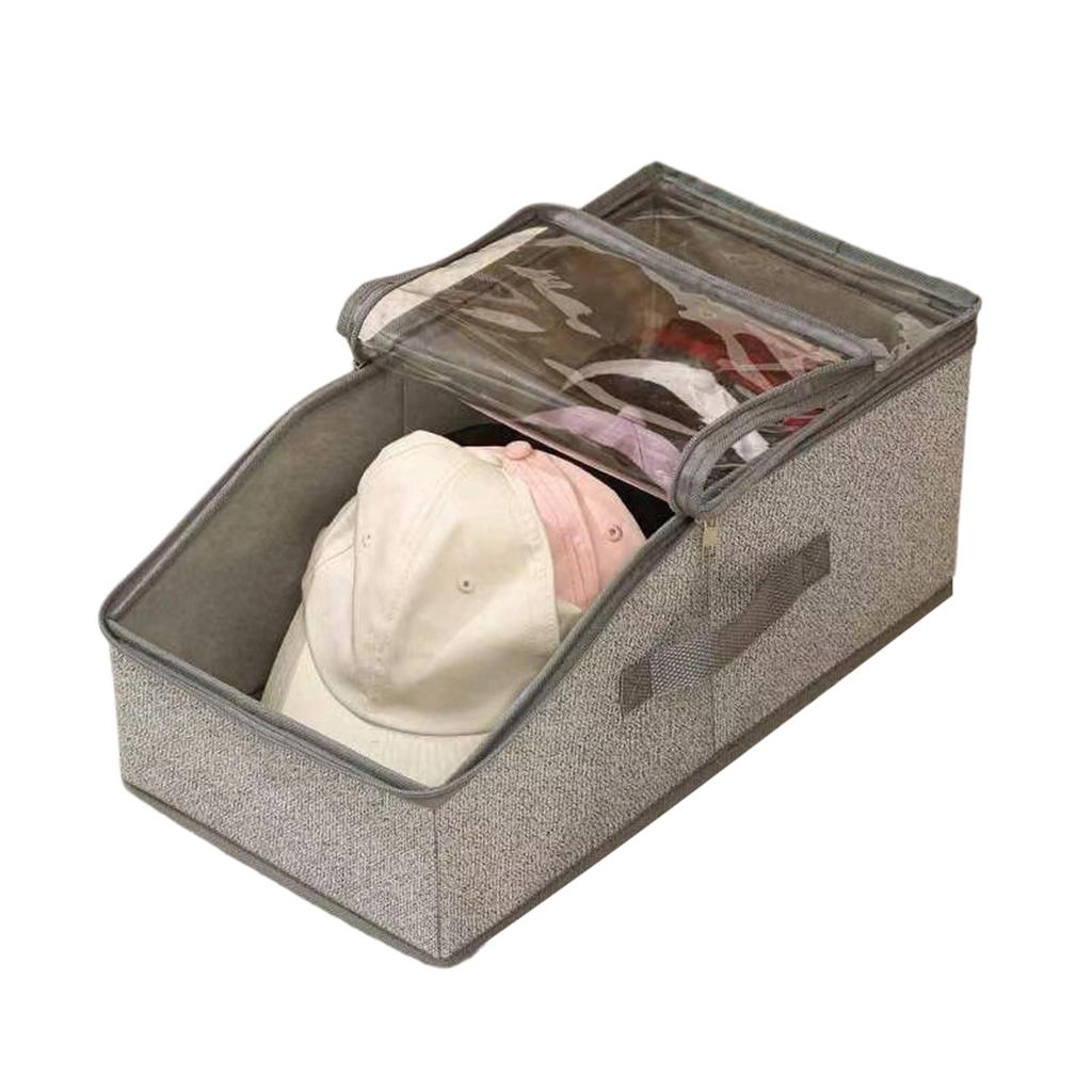 Foldable Hat Storage Box With Zipper Seal To Prevent, Large Capacity With A Transparent Window To Organize Miscellaneous Items