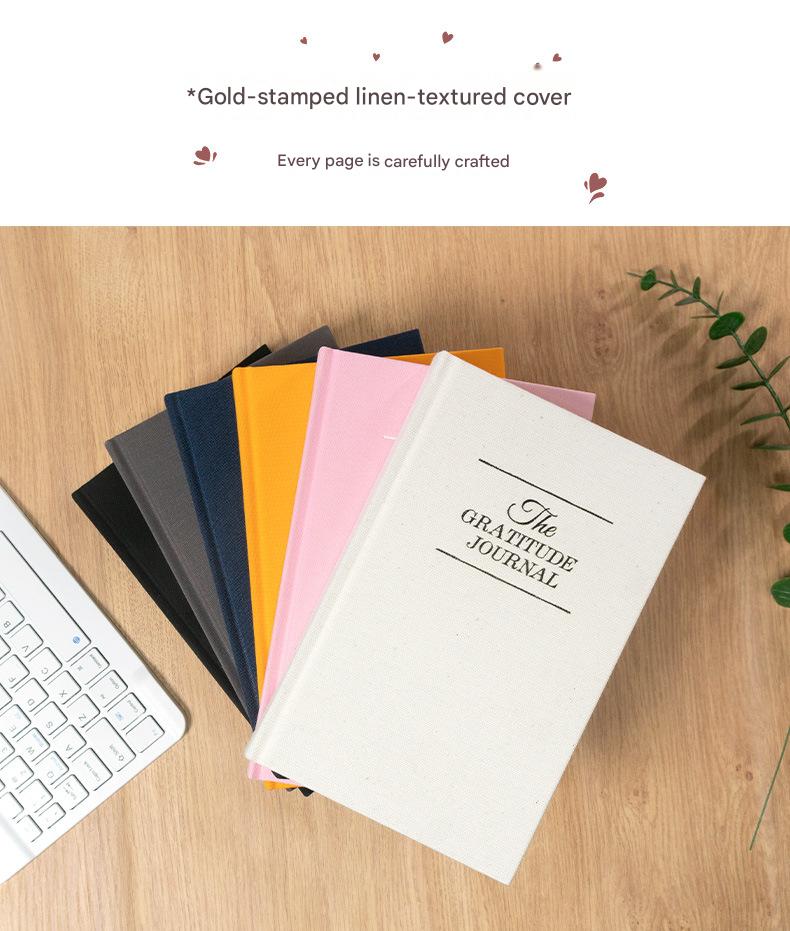 Change Original Daily Gratitude Journal Spiral Binding Fabric Cover 100 Sheets SYC for Happiness Mindfulness Reflection