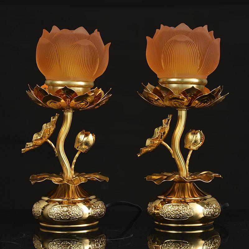 2pcs Lantern Lotus Shaped Flower Simulated Candlestick Ancestral Hall Supplies Pray for Auspiciousness Temple Home Decoration