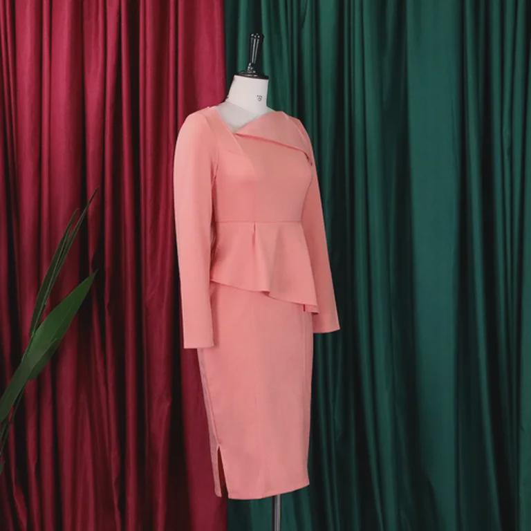 Элегантное платье больших размеров с длинными рукавами и косым воротником для женщин, осень 2022 г.