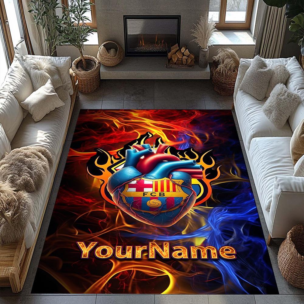 Fc Barcelona Personalized Text Carpet Perfect for Hallway Dormitory Dining Room Game Room Antislip Carpet Decorate Offices Best for Christmas