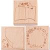 Stamp Set of Cute Teacher Rubber Seal [Suyasuwa] Frame, Square, Cat, 3, Frame, Wooden,