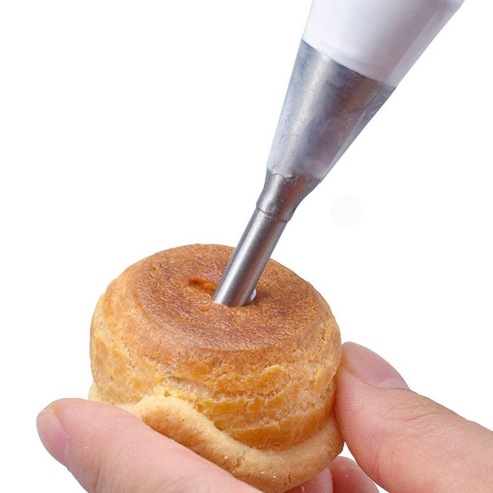 4PCS Pointed Tip Cream Puff Piping Nozzle Long Nozzle Tip Eclair Piping Tip Cake Cream Puff Filling