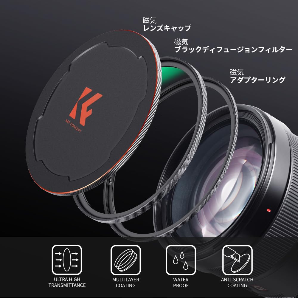 Concept Magnetic Black Diffusion Lens Cap Set 52mm 28 Layer Nano Coating Soft Effect Contrast Adjustment Lens Filter Optical Glass Aviation Aluminum